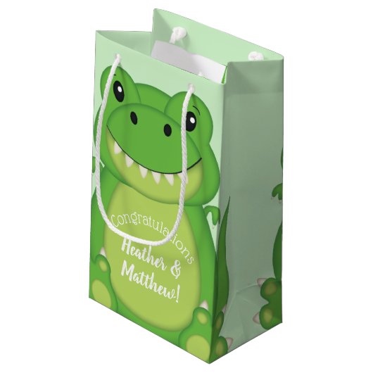 Dinosaur Baby shower T-Rex Klein Cadeauzakje (Achterkant Gekanteld)