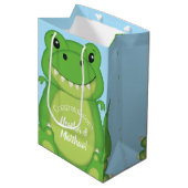 Dinosaur Baby shower T-Rex Medium Cadeauzakje (Voorkant Gekanteld)