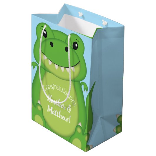 Dinosaur Baby shower T-Rex Medium Cadeauzakje (Achterkant Gekanteld)