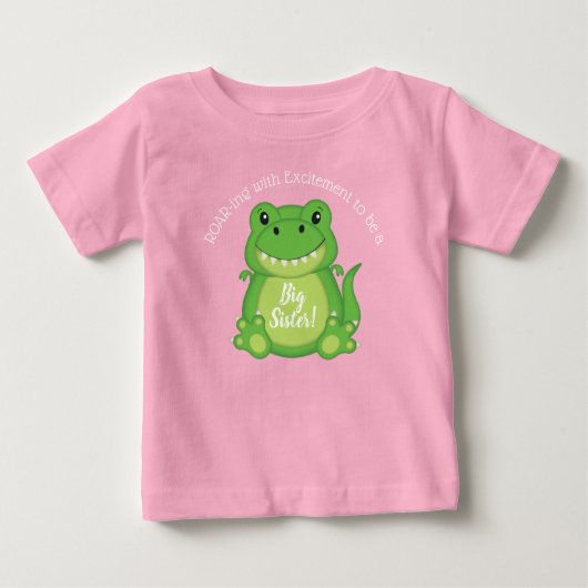 Dinosaur Baby shower T-Rex Pink Girl (Voorkant)