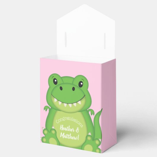 Dinosaur Baby shower T-Rex Pink Girl Bedankdoosjes (Geopend)