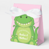 Dinosaur Baby shower T-Rex Pink Girl Bedankdoosjes (Voorkant Zijde)
