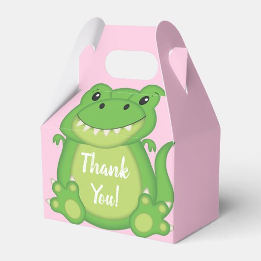 Dinosaur Baby shower T-Rex Pink Girl Bedankdoosjes (Voorkant Zijde)