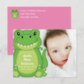 Dinosaur Baby shower T-Rex Pink Girl Briefkaart (Voorkant / Achterkant)
