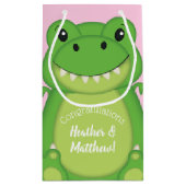 Dinosaur Baby shower T-Rex Pink Girl Klein Cadeauzakje (Achterkant)