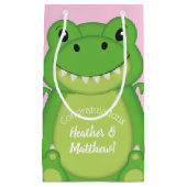 Dinosaur Baby shower T-Rex Pink Girl Klein Cadeauzakje (Voorkant)