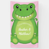 Dinosaur Baby shower T-Rex Pink Girl Spandoek (Verticaal)