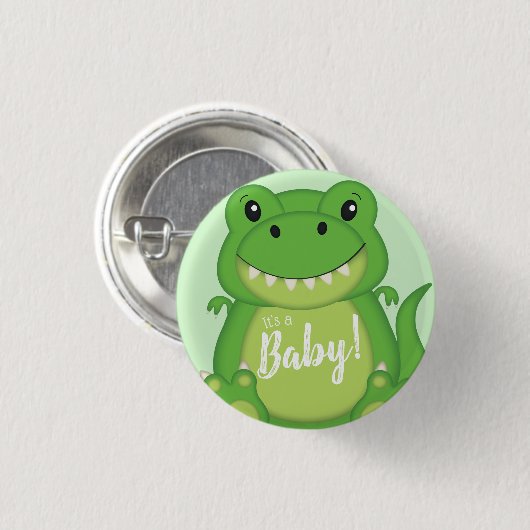 Dinosaur Baby shower T-Rex Ronde Button 3,2 Cm (Voorkant /achterkant)