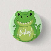 Dinosaur Baby shower T-Rex Ronde Button 3,2 Cm (Voorkant)