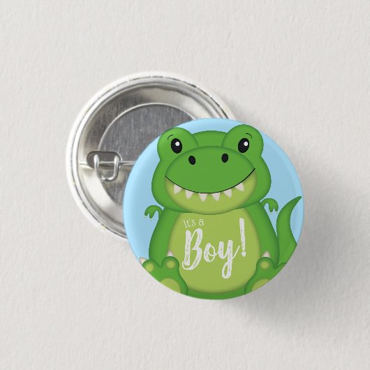 Dinosaur Baby shower T-Rex Ronde Button 3,2 Cm (Voorkant /achterkant)