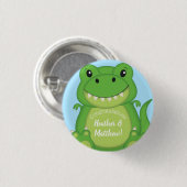 Dinosaur Baby shower T-Rex Ronde Button 3,2 Cm (Voorkant /achterkant)
