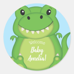 Dinosaur Baby shower T-Rex Ronde Sticker