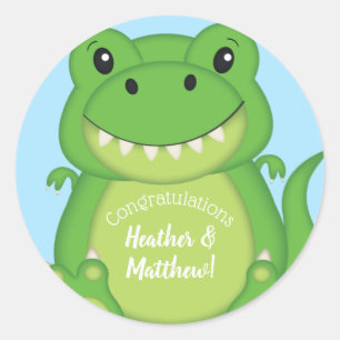 Dinosaur Baby shower T-Rex Ronde Sticker