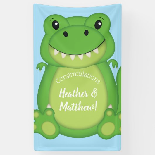 Dinosaur Baby shower T-Rex Spandoek (Verticaal)