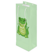 Dinosaur Baby shower T-Rex Wijn Cadeautas (Achterkant Gekanteld)