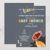 Dinosaur Baby shower uitnodiging Dino Baby boy Bla (Voorkant / Achterkant)