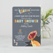 Dinosaur Baby shower uitnodiging Dino Baby boy Bla (Staand voorkant)