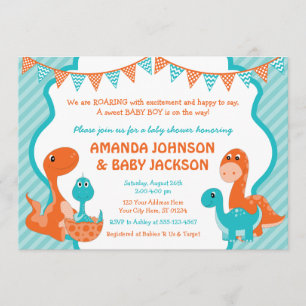 Dinosaur Baby shower Uitnodiging met Enveloppen