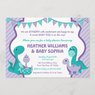 Dinosaur Baby shower Uitnodiging met Enveloppen