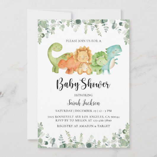 Dinosaur Baby Shower-uitnodigingen Kaart (Voorkant)