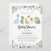 Dinosaur Baby Shower-uitnodigingen Kaart (Voorkant / Achterkant)