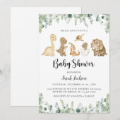 Dinosaur Baby Shower-uitnodigingen Kaart (Voorkant / Achterkant)