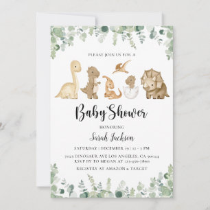 Dinosaur Baby Shower-uitnodigingen Kaart