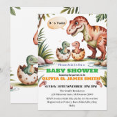 Dinosaur Baby shower voor Twins Aangepaste uitnodi Kaart (Voorkant / Achterkant)