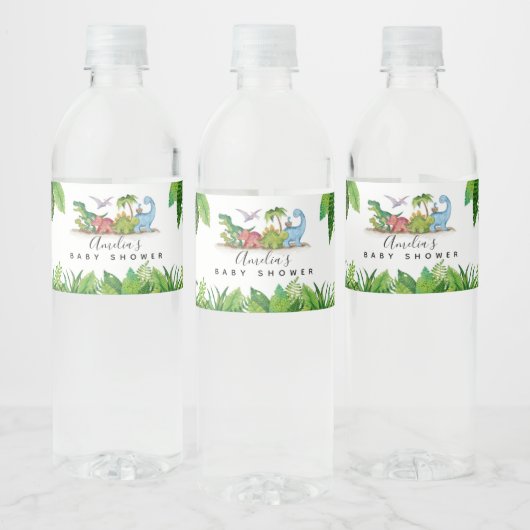Dinosaur baby shower Water Fles Etiket (Flessen)