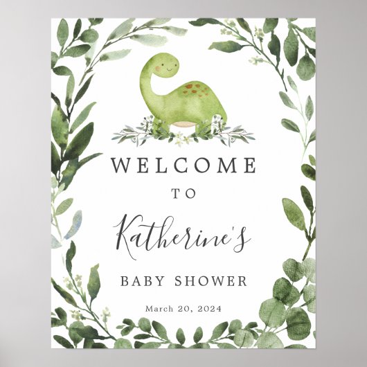 Dinosaur Baby shower Welkomstteken Poster (Voorkant)
