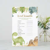 Dinosaur Baby shower Word Scramble Game (Staand voorkant)