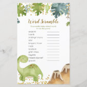 Dinosaur Baby shower Word Scramble Game (Voorkant)