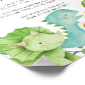 Dinosaur Baby Shower Zeg niet Baby Bord Poster (Hoek)