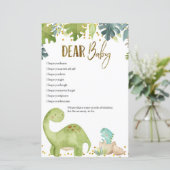 Dinosaur Baby wil Kaarten Baby shower game (Staand voorkant)