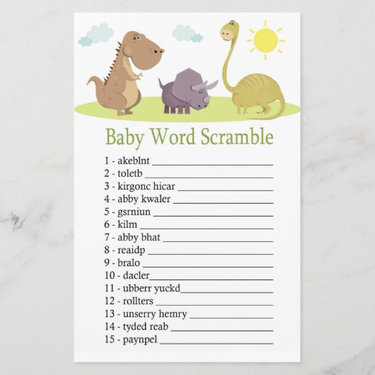 Dinosaur Baby word scramble game (Voorkant)