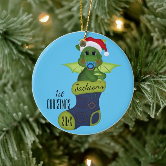 Dinosaur Baby's eerste Kerstmis Keramisch Ornament (Boom)