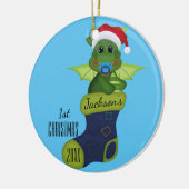Dinosaur Baby's eerste Kerstmis Keramisch Ornament (Links)