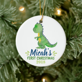 Dinosaur Baby's eerste kerstOrnament Keramisch Ornament