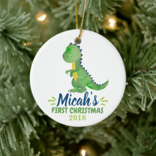 Dinosaur Baby's eerste kerstOrnament Keramisch Ornament