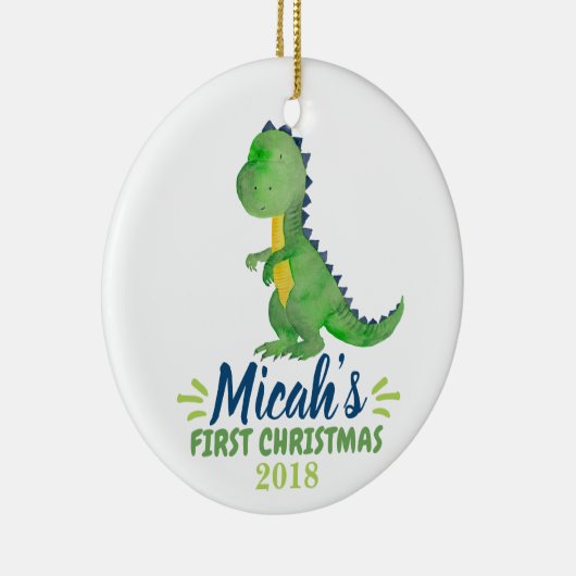 Dinosaur Baby's eerste kerstOrnament Keramisch Ornament (Rechts)
