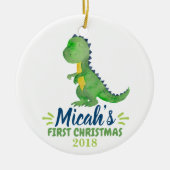 Dinosaur Baby's eerste kerstOrnament Keramisch Ornament (Voorkant)