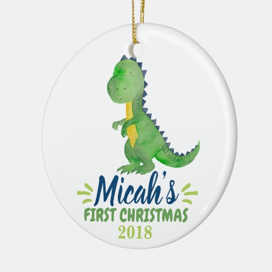 Dinosaur Baby's eerste kerstOrnament Keramisch Ornament (Links)