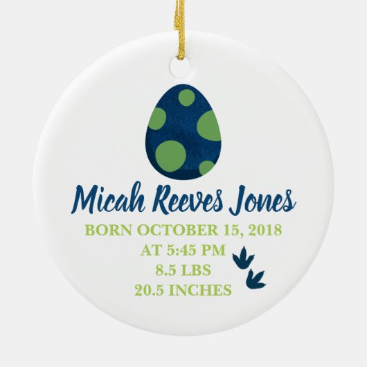 Dinosaur Baby's eerste kerstOrnament Keramisch Ornament (Achterkant)