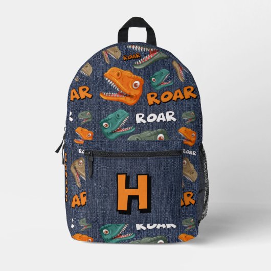 Dinosaur Backpack for Boys with Name Print Bedrukte Rugzak (Voorkant)