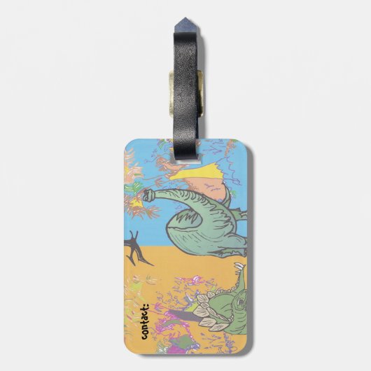 Dinosaur Bagagelabel voor kinderen (Achterkant verticaal)