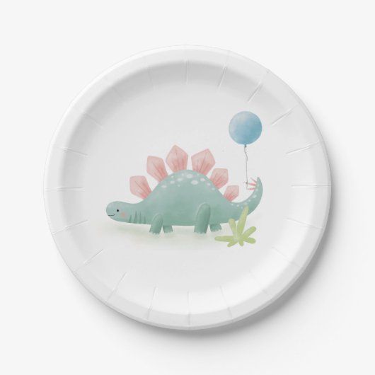 Dinosaur Ballon Kind Bord Birthday Paper (Voorkant)