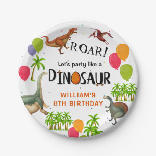 Dinosaur-ballon Oerwoud Partij Birthday Papieren Bordje