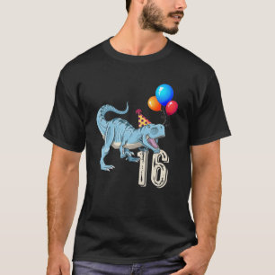 Dinosaur Balloon T Rex 16th Birthday Kind Boy Girl T-shirt