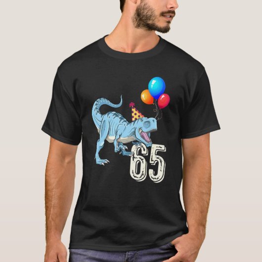 Dinosaur Balloon T Rex 65th Birthday Kind Boy Girl T-shirt (Voorkant)