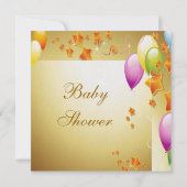 Dinosaur & Balloons Elegant Gold Baby shower Kaart (Achterkant)